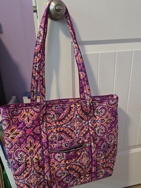 Vera Bradley Purple Paisley Quilted Tote Bag